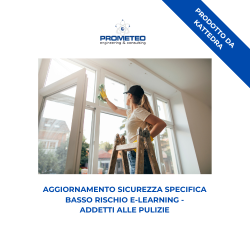 Aggiornamento sicurezza specifica (e-learning) - ADDETTI ALLE PULIZIE - prodotto da Kattedra Prometeo Srl