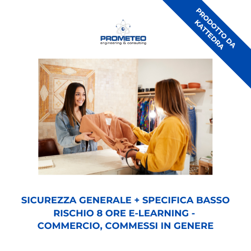 Sicurezza generale + specifica basso rischio (e-learning) - COMMERCIO: COMMESSI IN GENERE - prodotto da Kattedra Prometeo Srl