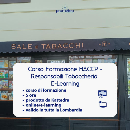 Corso formazione HACCP LOMBARDIA (e-learning) - RESPONSABILI SETTORE ALIMENTARE: TABACCHERIE - prodotto da Kattedra
