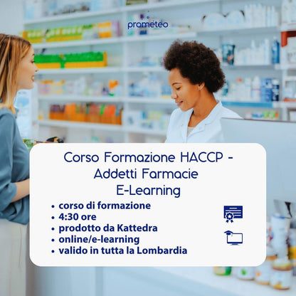 Corso formazione HACCP LOMBARDIA (e-learning) - ADDETTI SETTORE ALIMENTARE: FARMACIA- prodotto da Kattedra