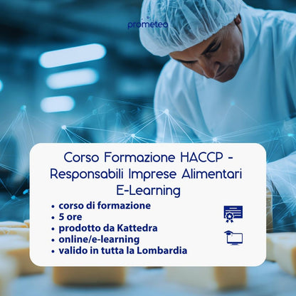 Corso formazione HACCP LOMBARDIA (e-learning) - RESPONSABILE SETTORE ALIMENTARE: IMPRESE ALIMENTARI - prodotto da Kattedra