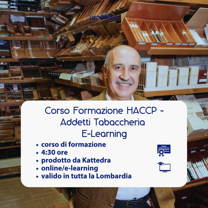 Corso formazione HACCP LOMBARDIA (e-learning) - ADDETTI SETTORE ALIMENTARE: TABACCHERIE - prodotto da Kattedra