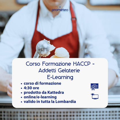 Corso formazione HACCP LOMBARDIA (e-learning) - ADDETTI SETTORE ALIMENTARE: GELATERIE - prodotto da Kattedra