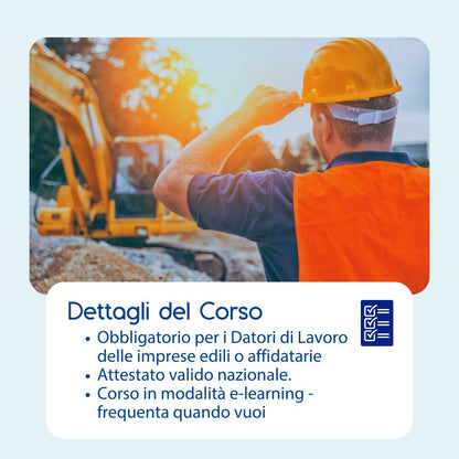 Corso formazione modulo aggiuntivo cantieri in e-learning Prometeo Srl