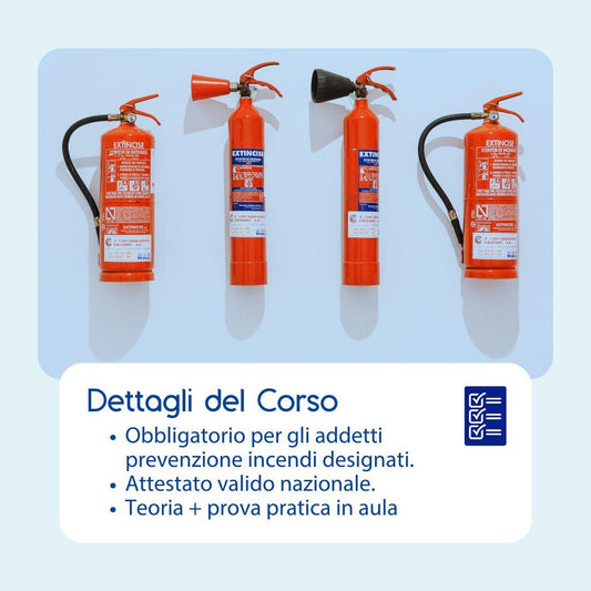 Corso Formazione Addetti Prevenzione Incendi Livello 1 in Aula
