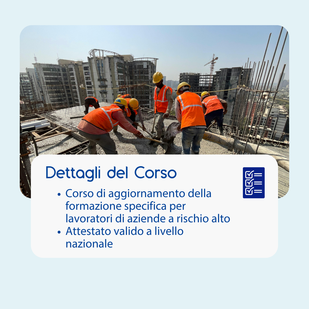 corso aggiornamento lavoratori rischio alto