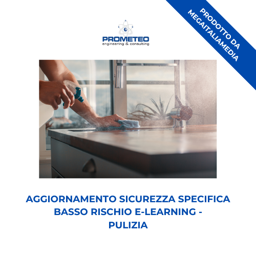 Aggiornamento sicurezza specifica basso rischio (e-learning) - PULIZIA - prodotto da MegaItaliaMedia