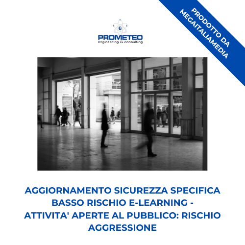 Aggiornamento sicurezza specifica basso rischio (e-learning) - ATTIVITA' APERTE AL PUBBLICO: RISCHIO AGGRESSIONE - prodotto da MegaItaliaMedia