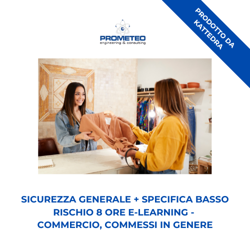 Sicurezza generale + specifica basso rischio (e-learning) - COMMERCIO: COMMESSI IN GENERE - prodotto da Kattedra