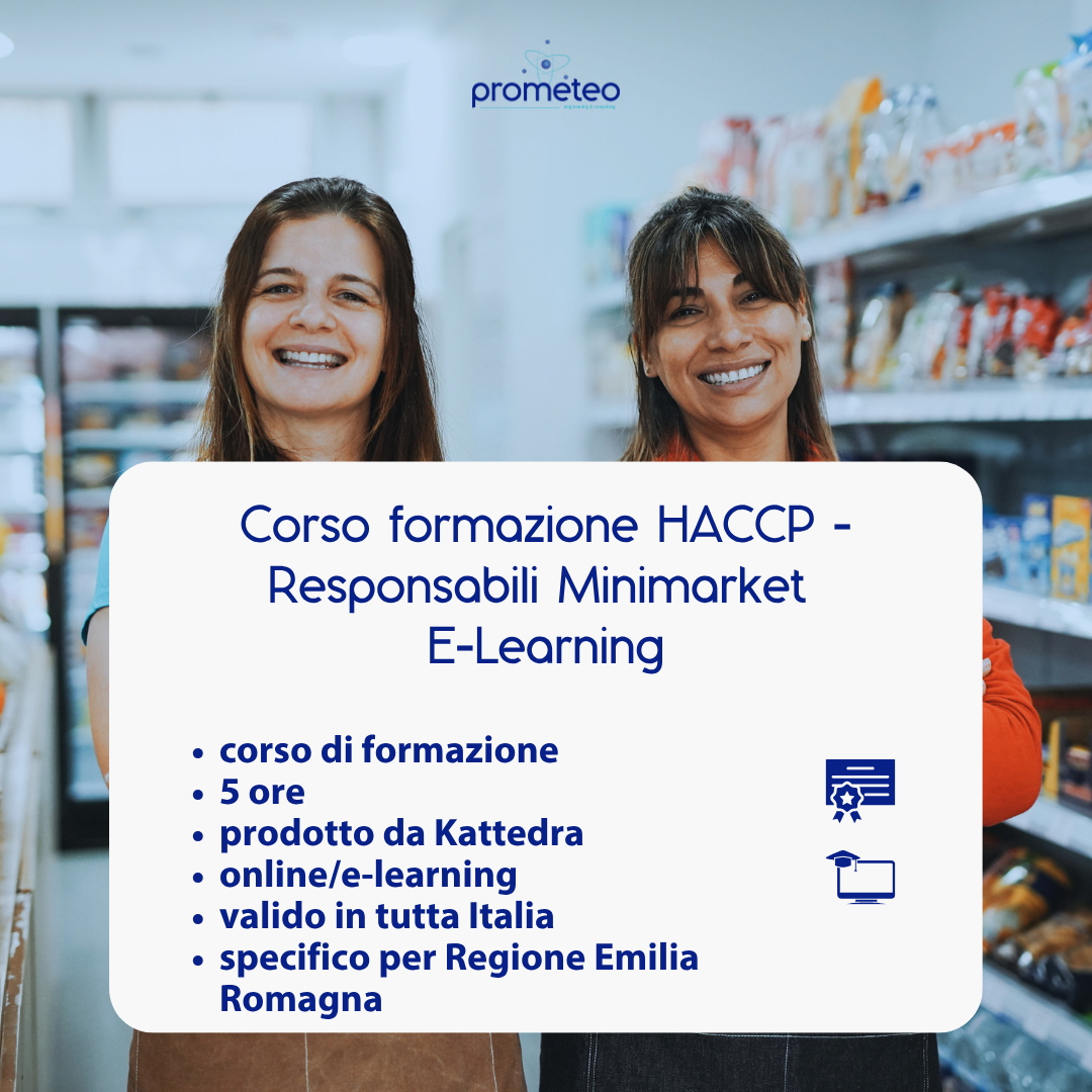 Corso formazione HACCP EMILIA ROMAGNA (e-learning) - RESPONSABILI SETTORE ALIMENTARE: MINIMARKET - prodotto da Kattedra