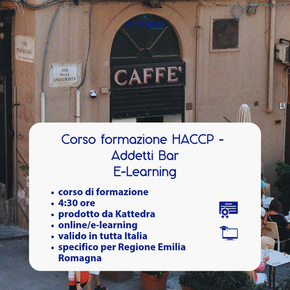 Corso formazione HACCP EMILIA-ROMAGNA (e-learning) - ADDETTI SETTORE ALIMENTARE: BAR - prodotto da Kattedra