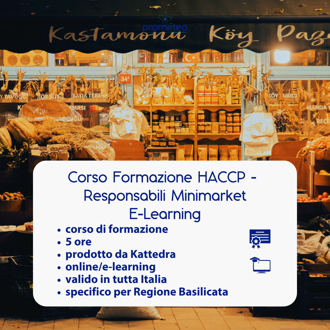 Corso formazione HACCP BASILICATA (e-learning) - RESPONSABILI SETTORE ALIMENTARE: MINIMARKET - prodotto da Kattedra