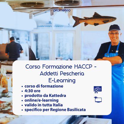 Corso formazione HACCP BASILICATA (e-learning) - ADDETTI SETTORE ALIMENTARE: PESCHERIE - prodotto da Kattedra