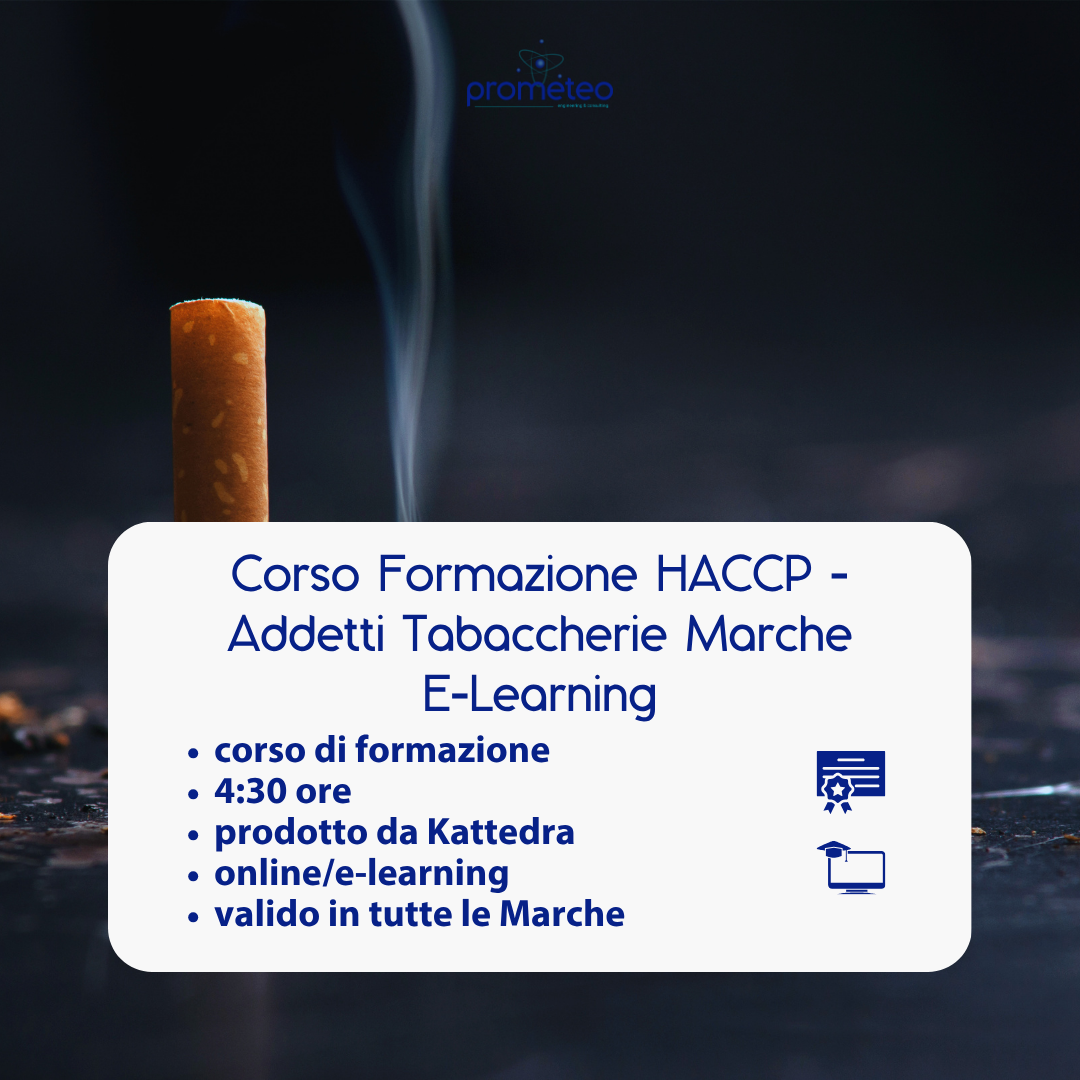 Corso formazione HACCP MARCHE (e-learning) - ADDETTI SETTORE ALIMENTARE: TABACCHERIE - prodotto da Kattedra
