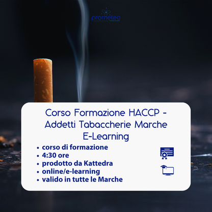 Corso formazione HACCP MARCHE (e-learning) - ADDETTI SETTORE ALIMENTARE: TABACCHERIE - prodotto da Kattedra