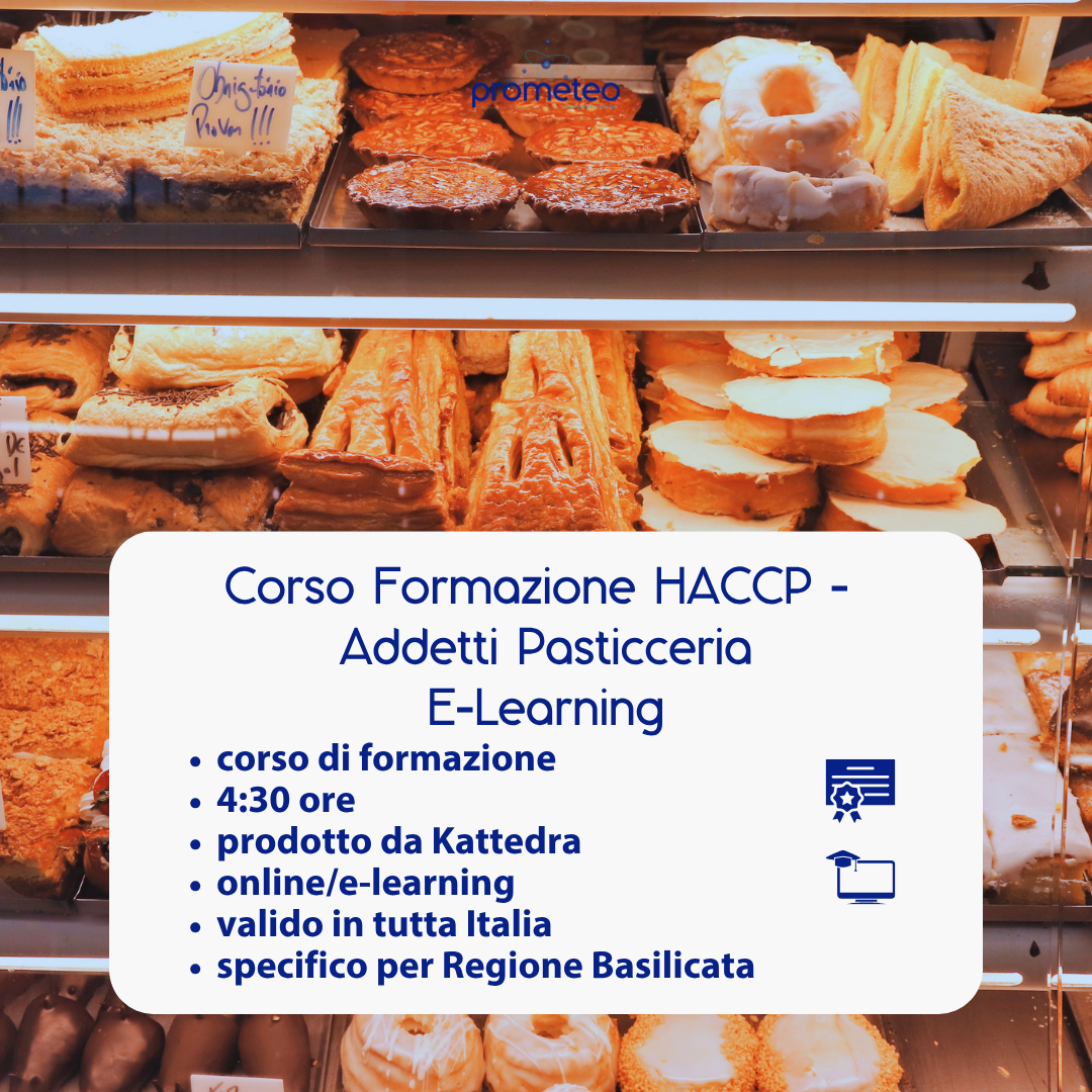 Corso formazione HACCP BASILICATA (e-learning) - ADDETTI SETTORE ALIMENTARE: PASTICCERIA - prodotto da Kattedra