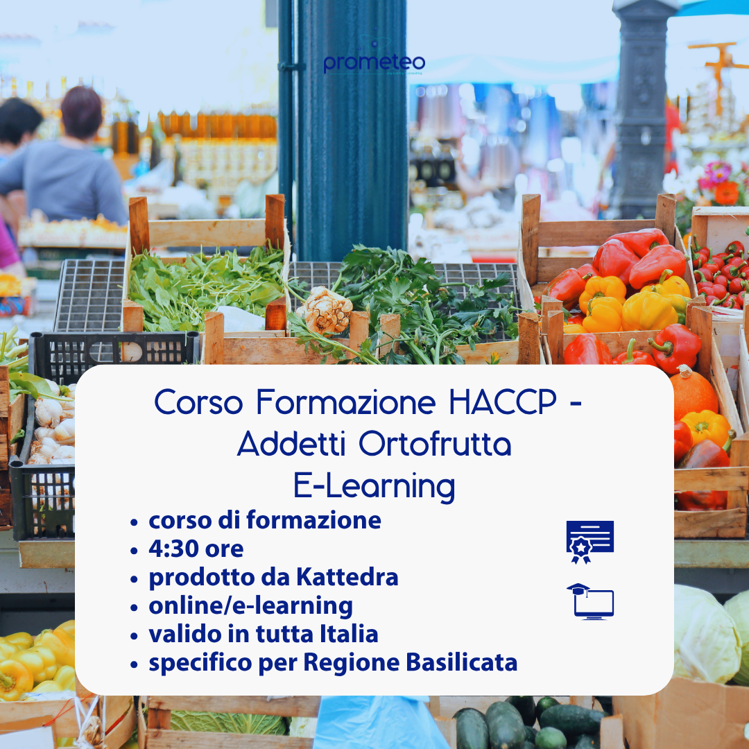 Corso formazione HACCP BASILICATA (e-learning) - ADDETTI SETTORE ALIMENTARE: ORTOFRUTTA - prodotto da Kattedra