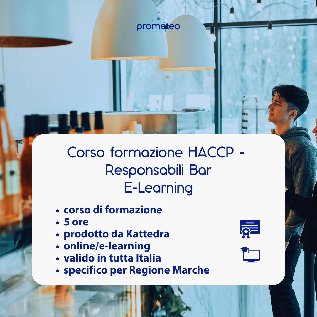 Corso formazione HACCP MARCHE (e-learning) - RESPONSABILI SETTORE ALIMENTARE: BAR - prodotto da Kattedra