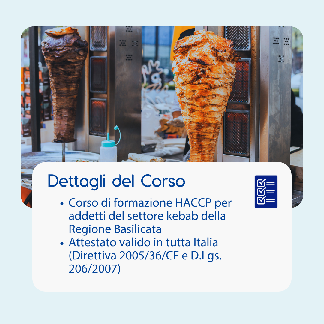 Corso formazione HACCP BASILICATA (e-learning) - ADDETTI SETTORE ALIMENTARE: KEBAB - prodotto da Kattedra