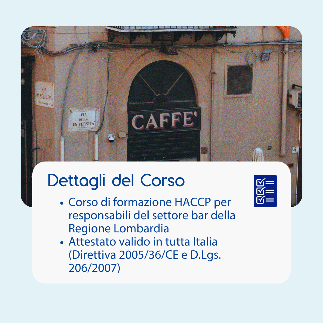 Corso formazione HACCP LOMBARDIA (e-learning) - RESPONSABILE SETTORE ALIMENTARE: BAR - prodotto da Kattedra