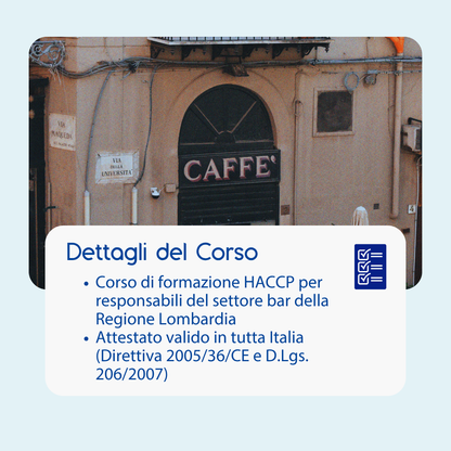 Corso formazione HACCP LOMBARDIA (e-learning) - RESPONSABILE SETTORE ALIMENTARE: BAR - prodotto da Kattedra