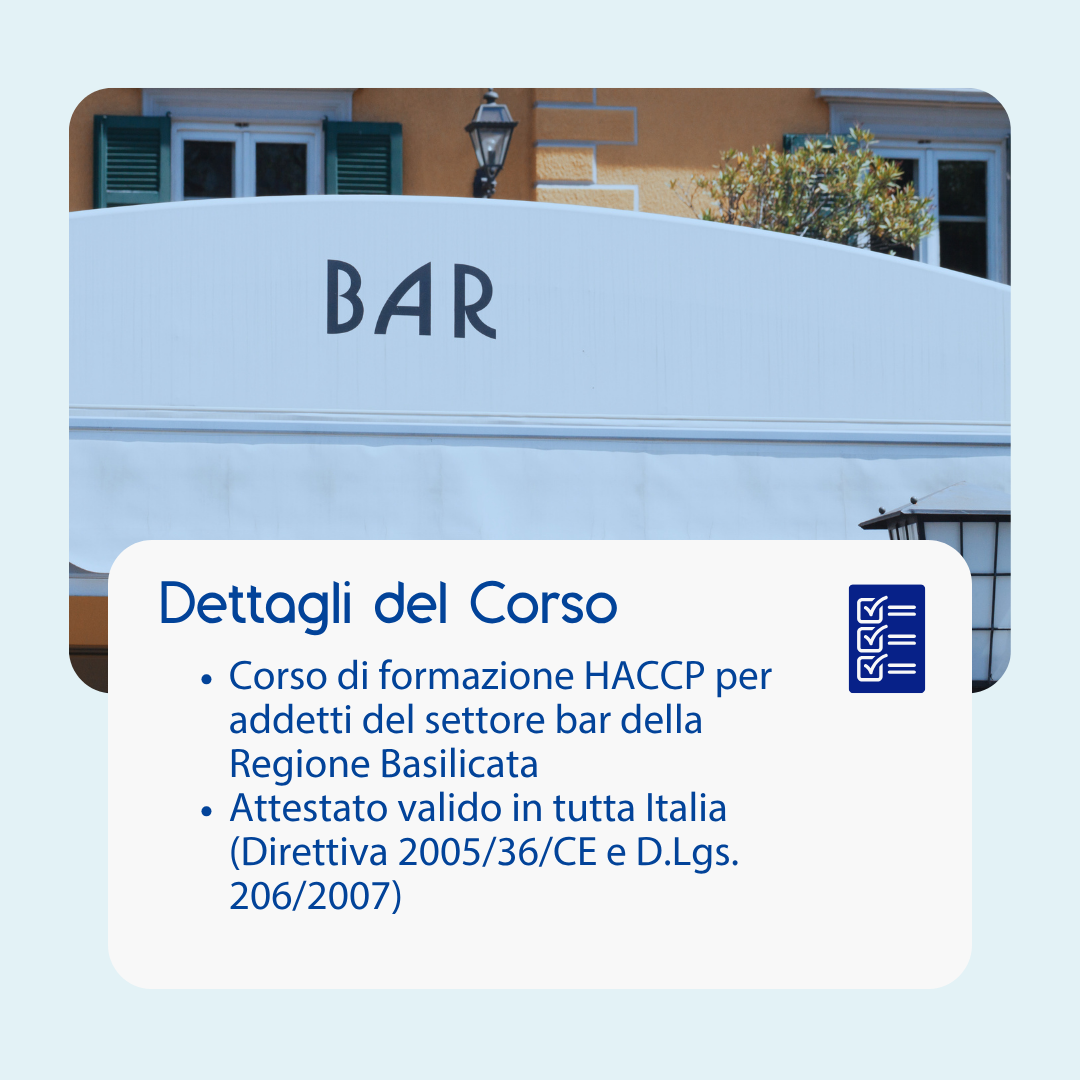Corso formazione HACCP BASILICATA (e-learning) - ADDETTI SETTORE ALIMENTARE: BAR - prodotto da Kattedra
