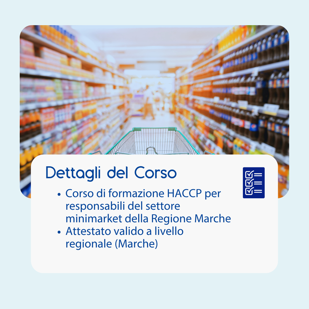 Corso formazione HACCP MARCHE (e-learning) - RESPONSABILI SETTORE ALIMENTARE: MINIMARKET - prodotto da Kattedra