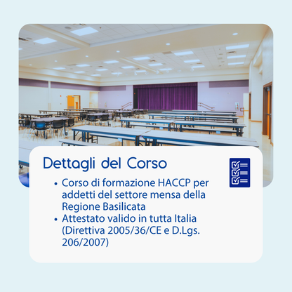 Corso formazione HACCP BASILICATA (e-learning) - ADDETTI SETTORE ALIMENTARE: MENSA - prodotto da Kattedra