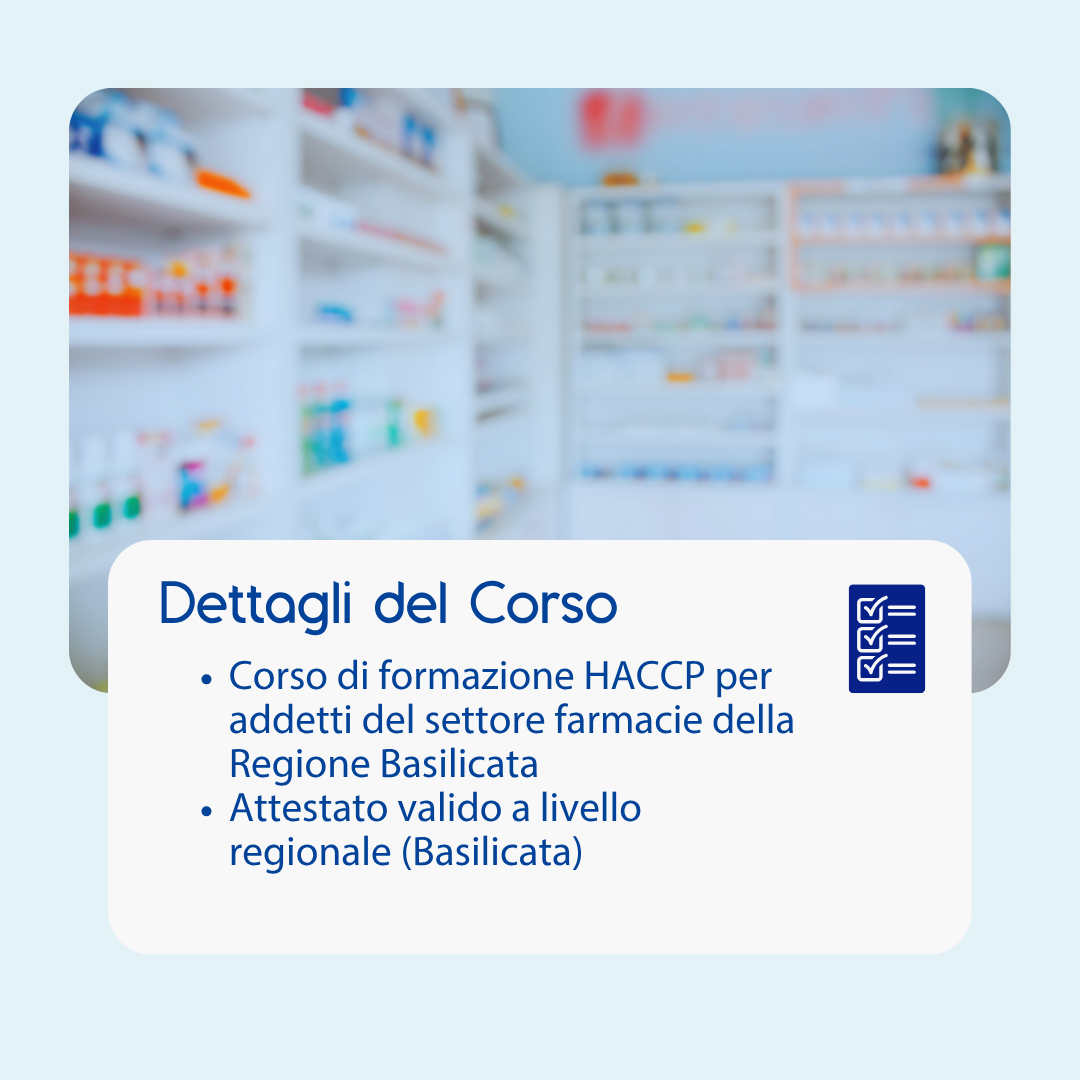 Corso formazione HACCP BASILICATA (e-learning) - ADDETTI SETTORE ALIMENTARE: FARMACIA- prodotto da Kattedra