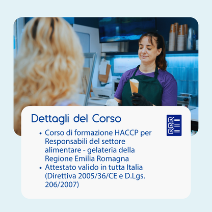 Corso formazione HACCP EMILIA ROMAGNA (e-learning) - RESPONSABILI SETTORE ALIMENTARE: GELATERIE - prodotto da Kattedra