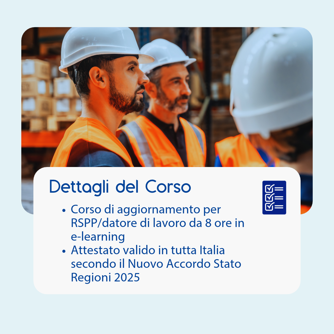 Corso aggiornamento RSPP/Datore di Lavoro - SICUREZZA E SOSTENIBILITA' AZIENDALE: MODELLI, NORMATIVE E ANALISI DEI COSTI (e-learning) - prodotto da Kattedra
