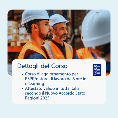 Corso aggiornamento RSPP/Datore di Lavoro - SICUREZZA E SOSTENIBILITA' AZIENDALE: MODELLI, NORMATIVE E ANALISI DEI COSTI (e-learning) - prodotto da Kattedra