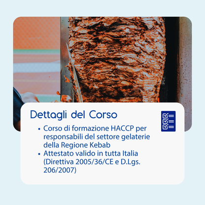 Corso formazione HACCP BASILICATA (e-learning) - RESPONSABILI SETTORE ALIMENTARE: KEBAB - prodotto da Kattedra