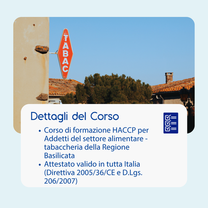Corso formazione HACCP BASILICATA (e-learning) - ADDETTI SETTORE ALIMENTARE: TABACCHERIE - prodotto da Kattedra