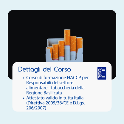 Corso formazione HACCP BASILICATA (e-learning) - RESPONSABILI SETTORE ALIMENTARE: TABACCHERIE - prodotto da Kattedra