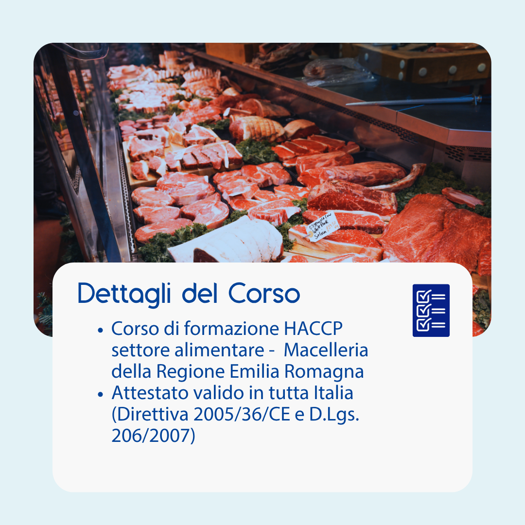 Corso formazione HACCP EMILIA ROMAGNA (e-learning) - RESPONSABILE SETTORE ALIMENTARE: MACELLERIE - prodotto da Kattedra