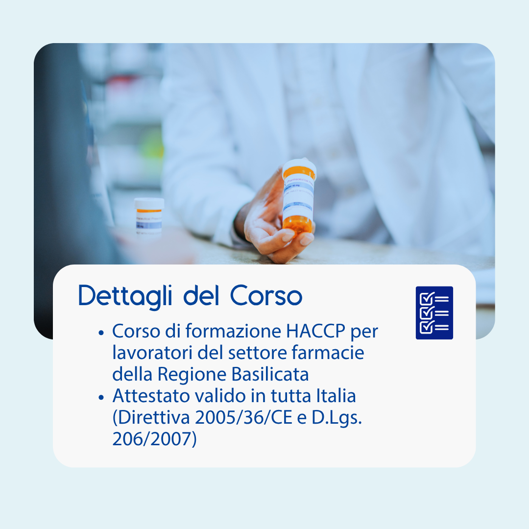 Corso formazione HACCP BASILICATA (e-learning) - ADDETTI SETTORE ALIMENTARE: FARMACIA- prodotto da Kattedra