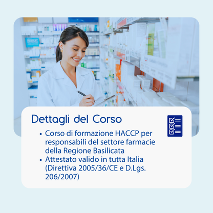 Corso formazione HACCP BASILICATA (e-learning) - RESPONSABILI SETTORE ALIMENTARE: FARMACIA- prodotto da Kattedra