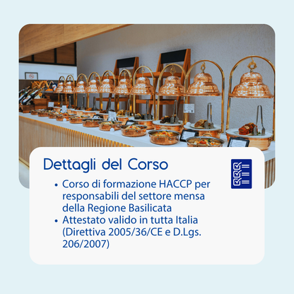 Corso formazione HACCP BASILICATA (e-learning) - RESPONSABILI SETTORE ALIMENTARE: MENSA - prodotto da Kattedra