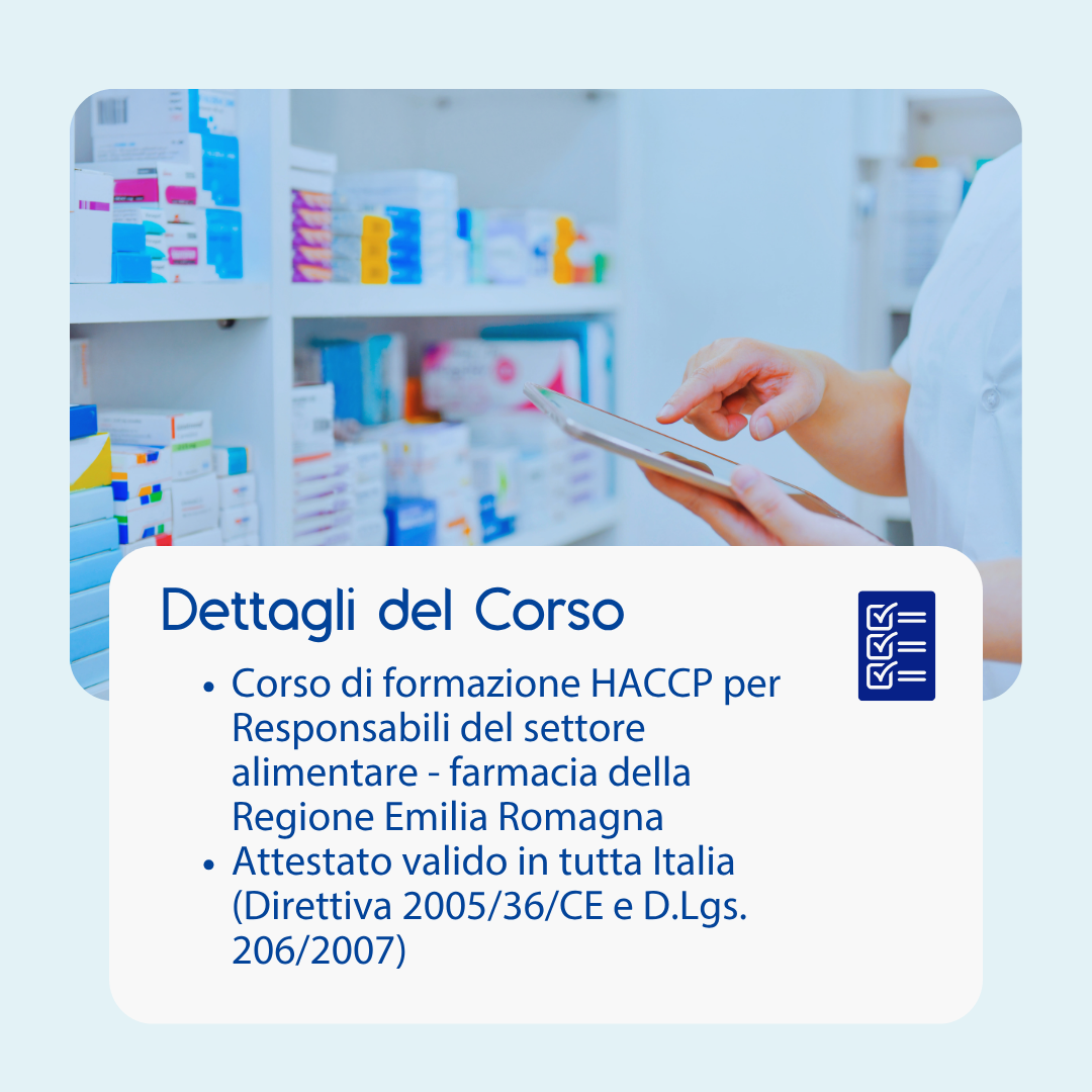 Corso formazione HACCP EMILIA ROMAGNA (e-learning) - RESPONSABILI SETTORE ALIMENTARE: FARMACIA- prodotto da Kattedra