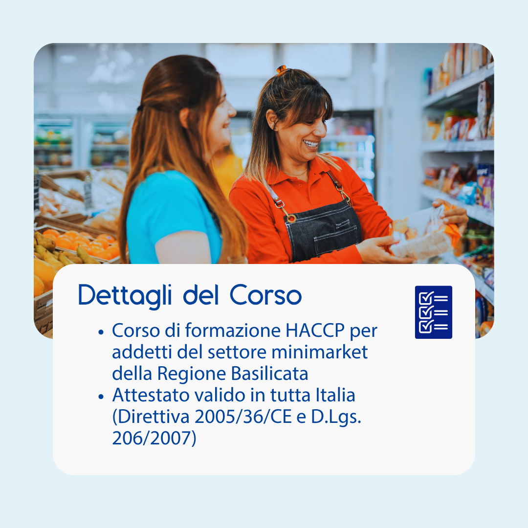 Corso formazione HACCP BASILICATA (e-learning) - ADDETTI SETTORE ALIMENTARE: MINIMARKET - prodotto da Kattedra