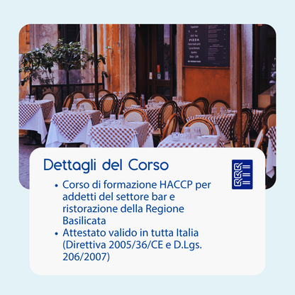 Corso formazione HACCP BASILICATA (e-learning) - ADDETTI SETTORE ALIMENTARE: BAR E RISTORANTI - prodotto da Kattedra