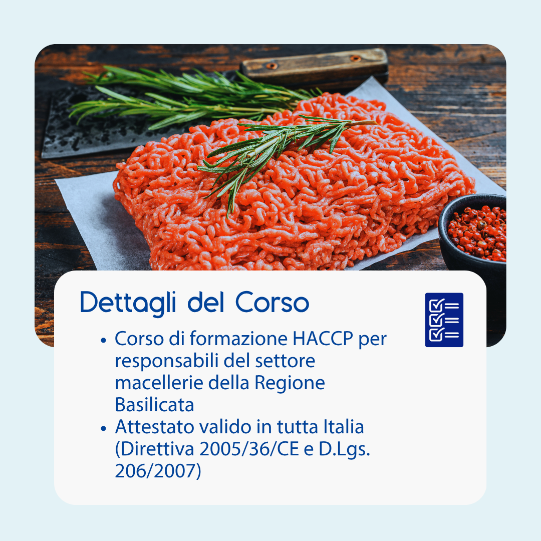 Corso formazione HACCP BASILICATA (e-learning) - RESPONSABILI SETTORE ALIMENTARE: MACELLERIE - prodotto da Kattedra