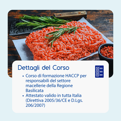 Corso formazione HACCP BASILICATA (e-learning) - RESPONSABILI SETTORE ALIMENTARE: MACELLERIE - prodotto da Kattedra