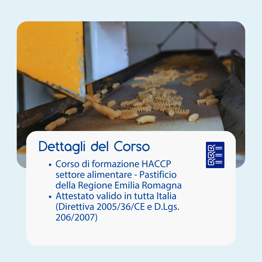 Corso formazione HACCP EMILIA ROMAGNA (e-learning) - ADDETTI SETTORE ALIMENTARE: PASTIFICIO - prodotto da Kattedra