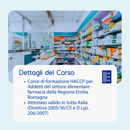 Corso formazione HACCP EMILIA ROMAGNA (e-learning) - ADDETTI SETTORE ALIMENTARE: FARMACIA- prodotto da Kattedra