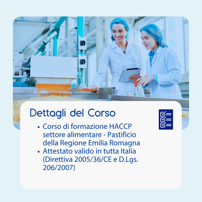 Corso formazione HACCP EMILIA ROMAGNA (e-learning) - RESPONSABILI SETTORE ALIMENTARE: PASTIFICIO - prodotto da Kattedra