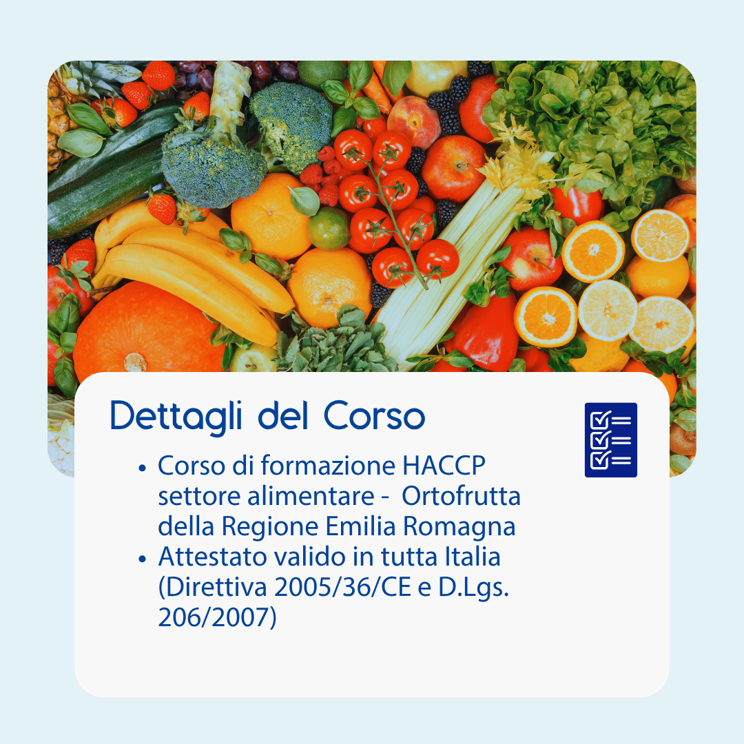 Corso formazione HACCP EMILIA ROMAGNA (e-learning) - ADDETTI SETTORE ALIMENTARE: ORTOFRUTTA - prodotto da Kattedra