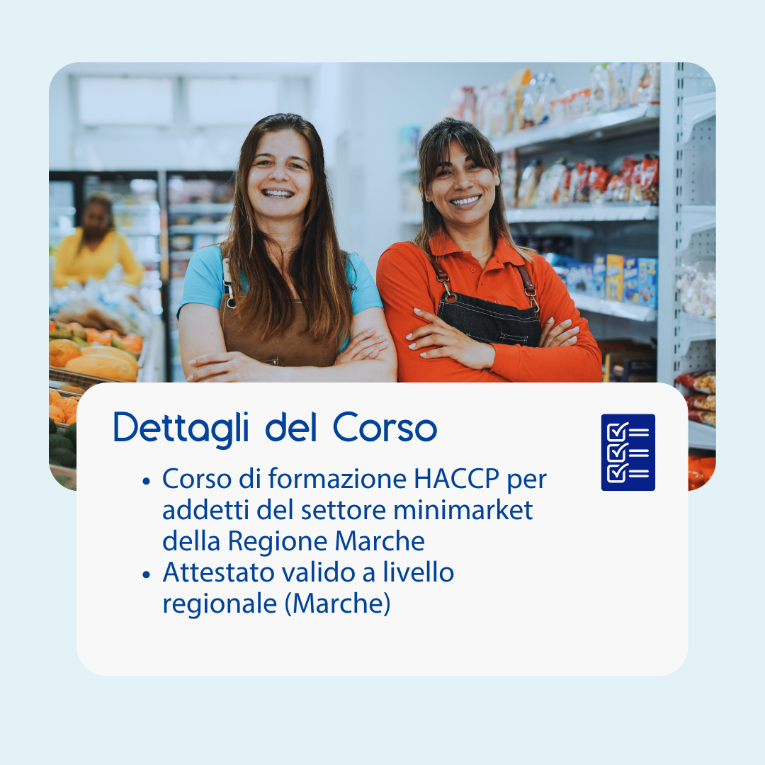 Corso formazione HACCP MARCHE (e-learning) - ADDETTI SETTORE ALIMENTARE: MINIMARKET - prodotto da Kattedra