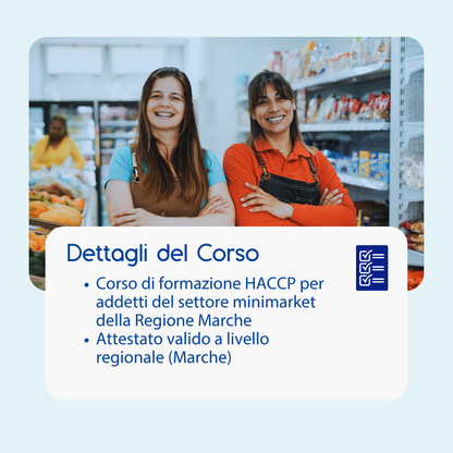 Corso formazione HACCP MARCHE (e-learning) - ADDETTI SETTORE ALIMENTARE: MINIMARKET - prodotto da Kattedra